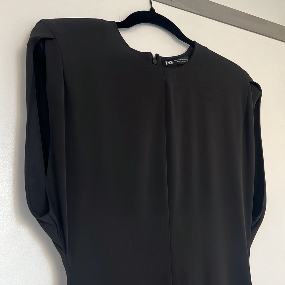 Zara Shoulder Pad Crepe Dress